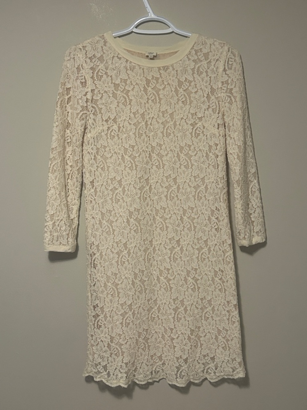 Wilfred Ivory Lace Long-Sleeve Shift Dress
